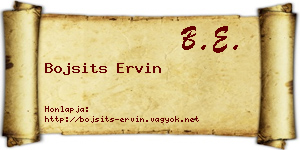 Bojsits Ervin névjegykártya